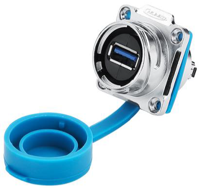 Connecteur USB 3.0 IP67 étanche Pour Montage Sur Panneau - Prise Femelle Double, Données + Alimentation - CNLINKO